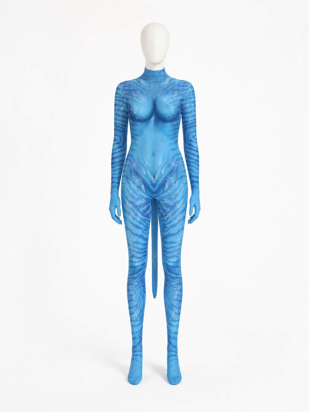 Blue Alien Bodysuit Costume with Long Sleeve, High Collar, and Full Coverage Costumes detail 3