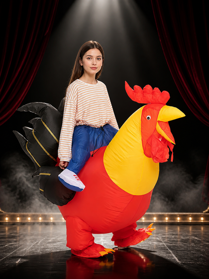 Kids Rooster Inflatable Costume, Red Yellow Black Chicken Suit Costumes detail 3