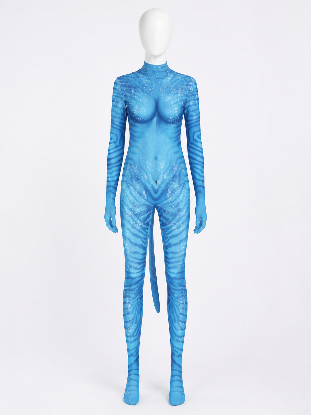Avatar Blue Alien Bodysuit Costume for Halloween, Full Body Jumpsuit with Tail Costumes detail 3