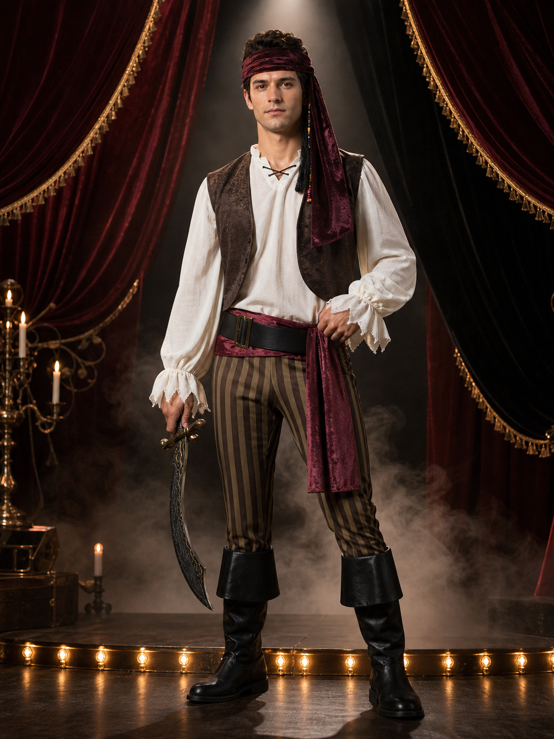 Pirate Costume with Vest for Cosplay and Halloween Costumes detail 3