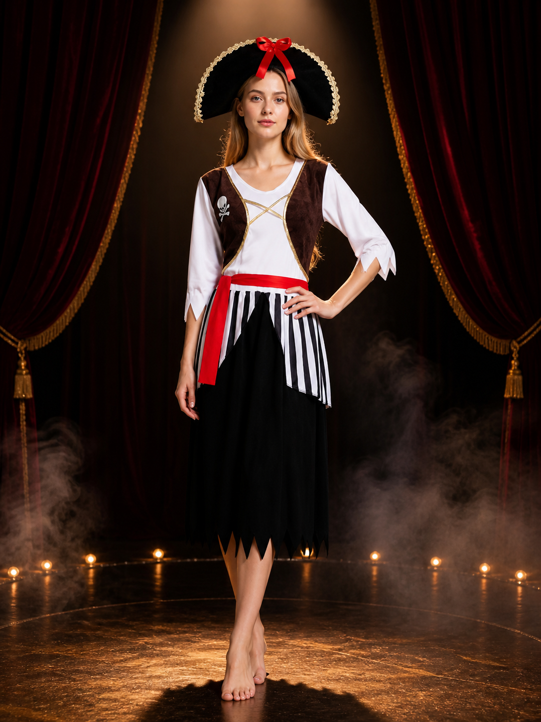 Women's Pirate Costume with Vest for Cosplay and Halloween Costumes detail 3