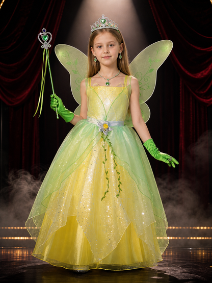 Girls' Princess Butterfly Costume Dress with LED Lights and Gradient Tulle Costume Dresses detail 3