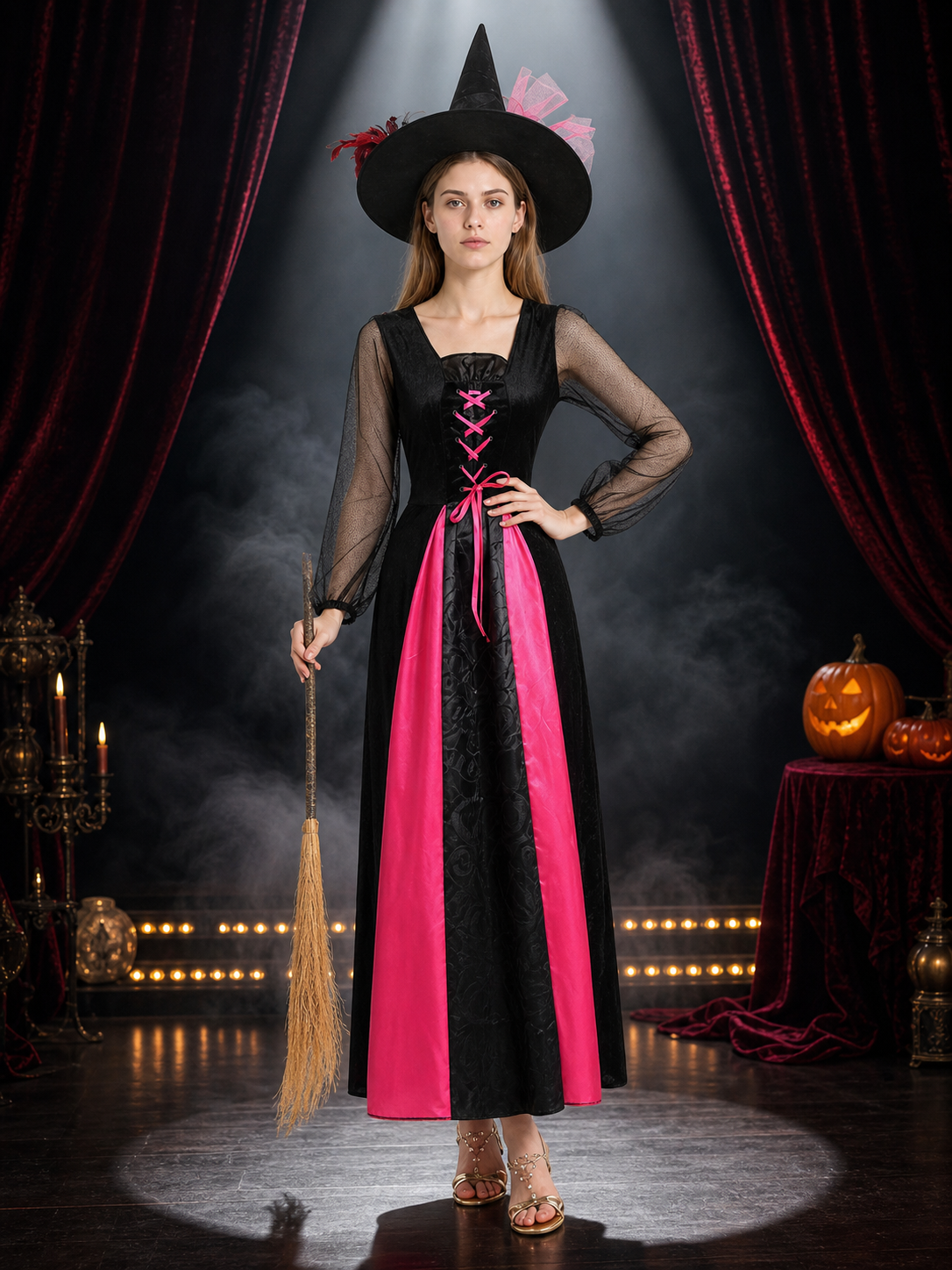 Halloween Witch Costume Dress with Hat