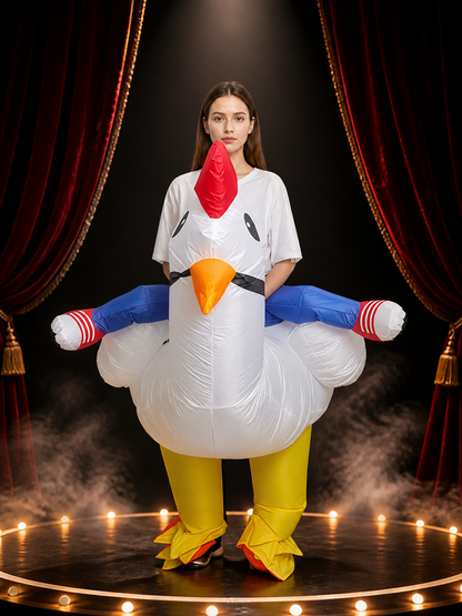Adult Inflatable White Chicken Costume with Wings for Halloween Party Costumes detail 3