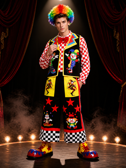 Circus Clown Costume for Stage Performances, Masquerades, and Halloween