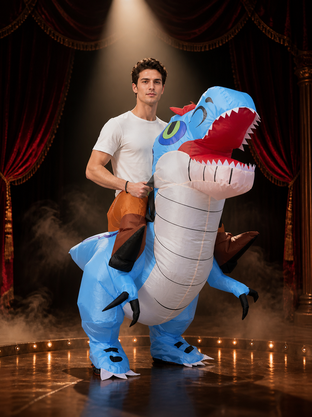 Inflatable Dinosaur Jumpsuit Costume, Full-Body Halloween Performance Outfit Costumes detail 2