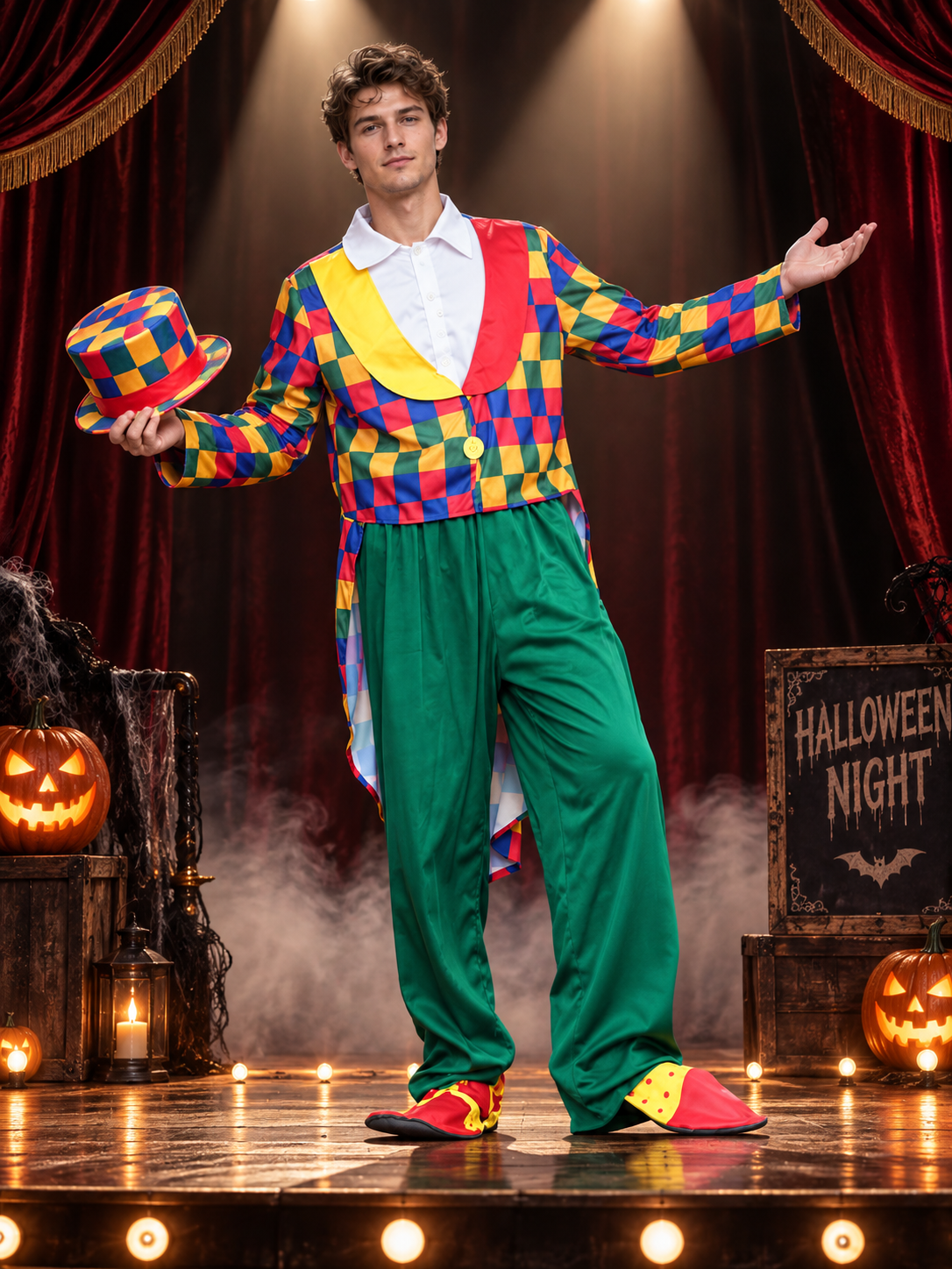 Adult Clown Costume, 3 Pieces