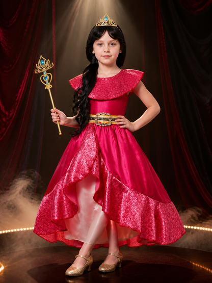 Girls Princess Halloween Costume Set with Dress, Crown, Wig and Magic Wand Costume Dresses detail 3