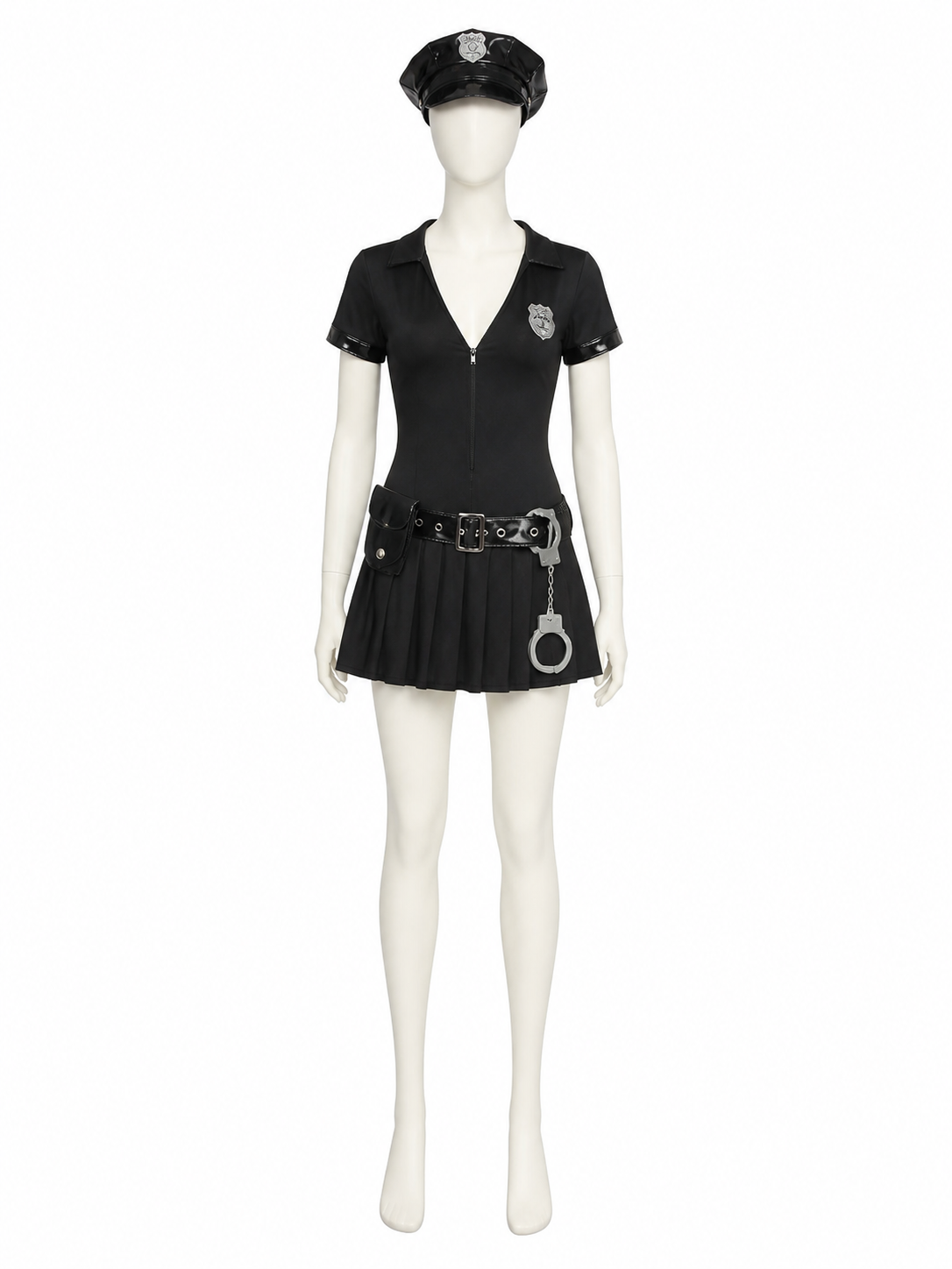 Women's Black Police Costume Dress, Halloween Cosplay Uniform Outfit Costume Dresses detail 3