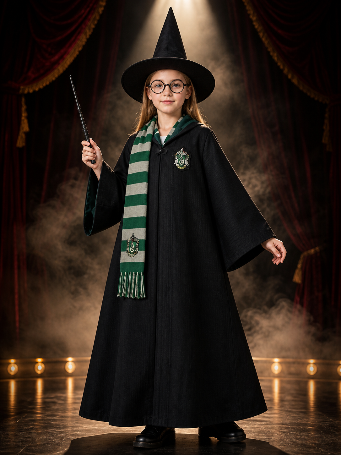 Slytherin Wizard Costume with Hood for Cosplay