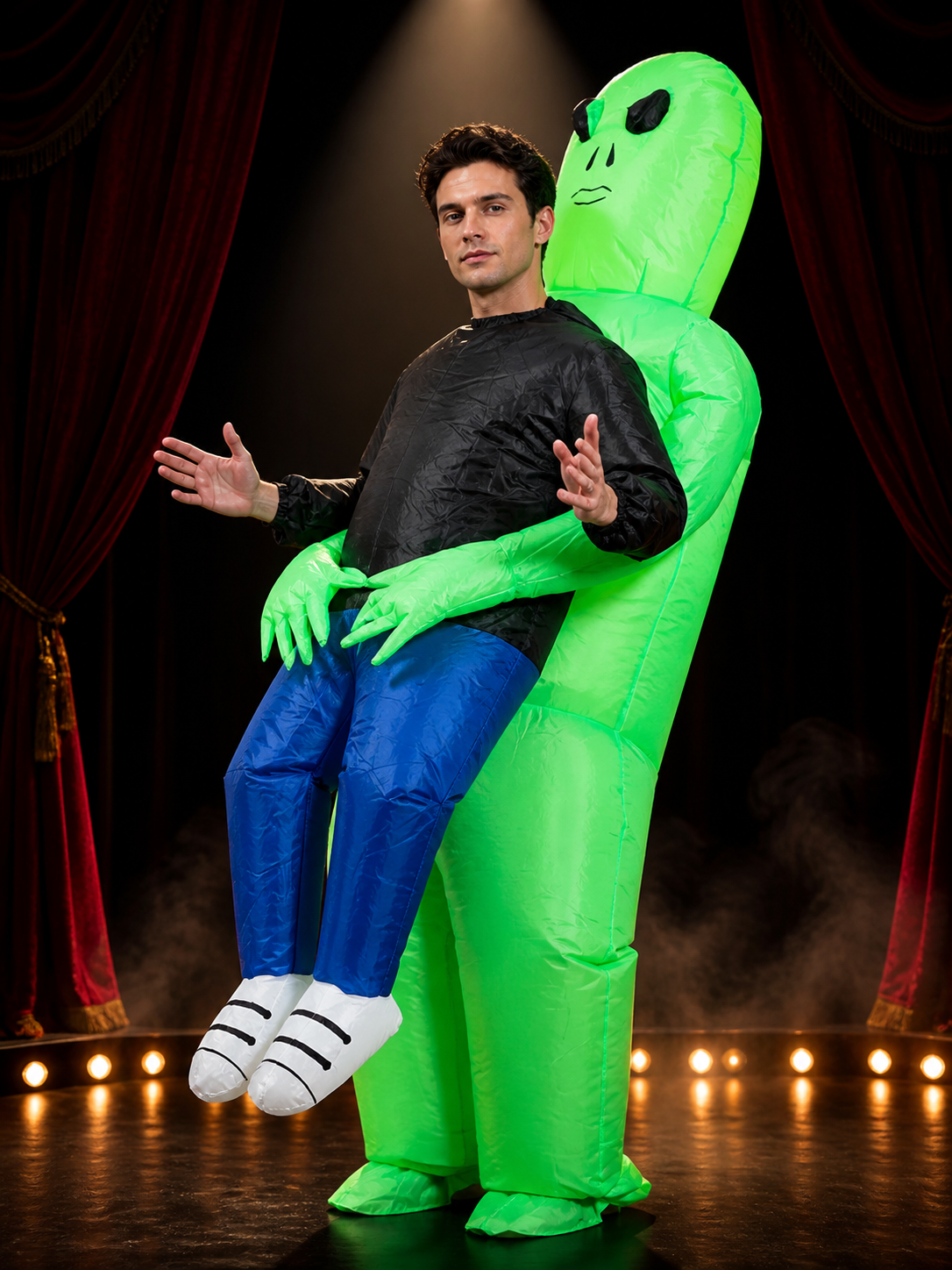 Unisex Inflatable Alien Costume with Long Green Arms, Funny Halloween Christmas Costumes detail 2