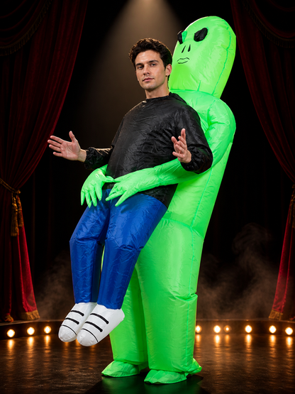 Unisex Inflatable Alien Costume with Long Green Arms, Funny Halloween Christmas Costumes detail 2