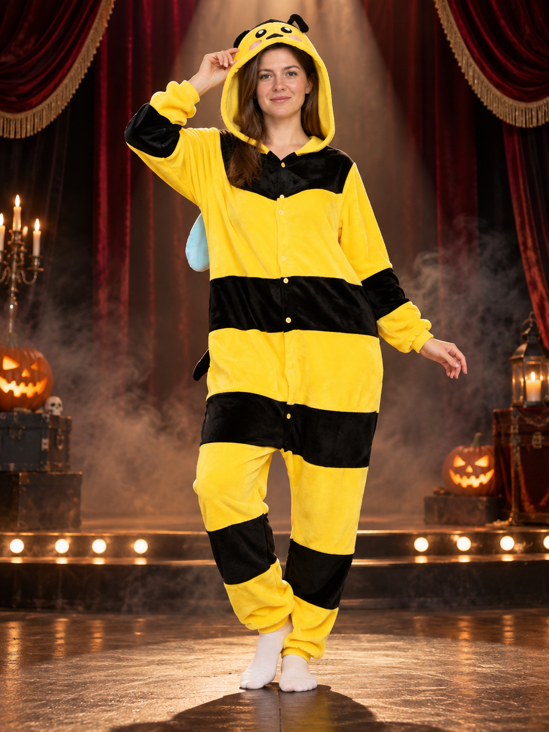 Bee Kigurumi Yellow and Black with Hood and Wings