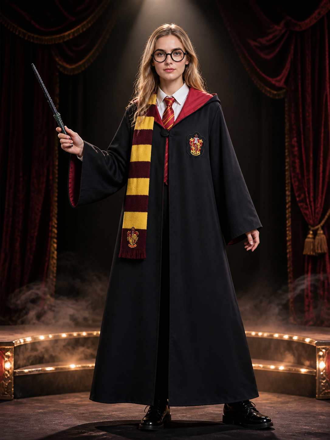 Gryffindor Hooded Wizard Costume Set - Complete Outfit with Accessories Costume Accessories detail 3