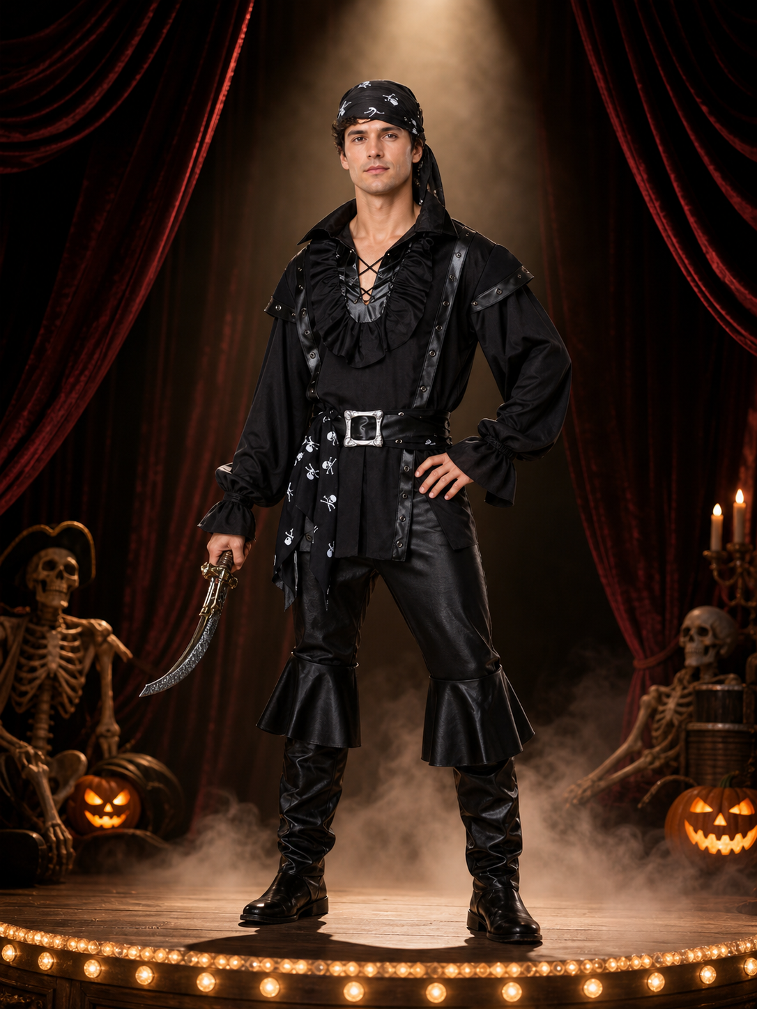 Caribbean-Style Pirate Costume for Role-Playing and Halloween