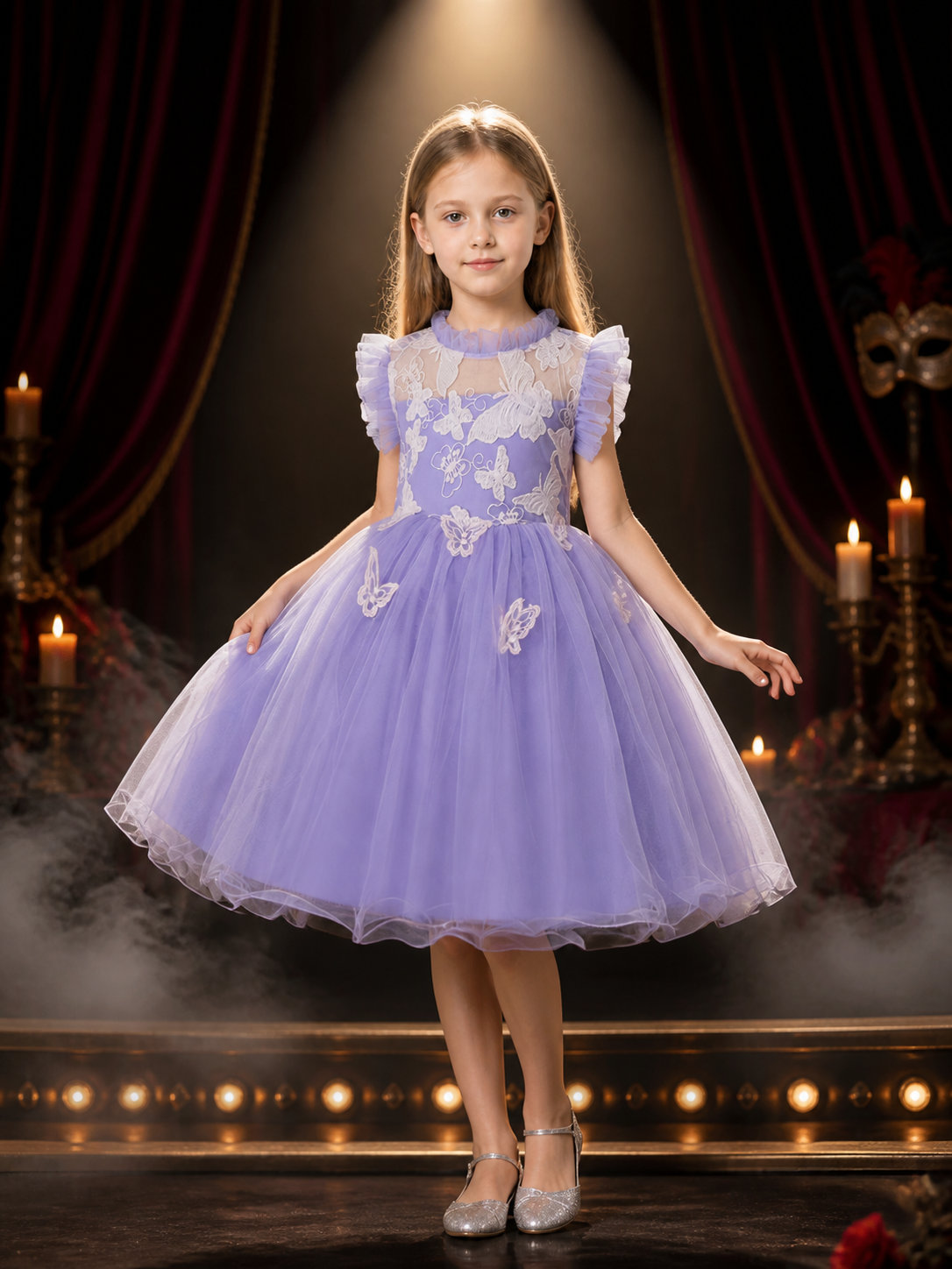Baby Girls' Purple Princess Tutu Dress with Lace Bows and Layered Tulle Skirt Costume Dresses detail 3