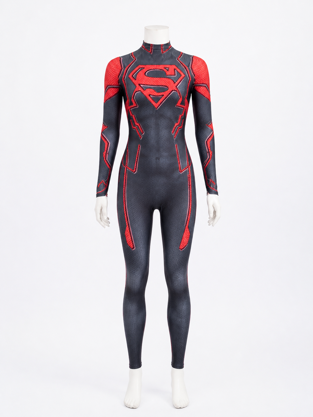 Superboy Stretch Print Bodysuit Costume, Red Black Superhero Jumpsuit Costumes detail 3