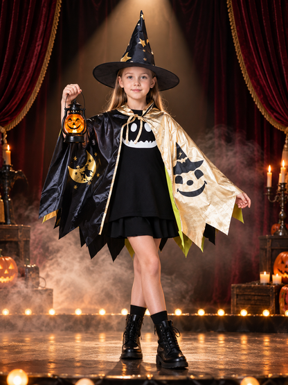 Kids' Halloween Costume with Cape, Hat, and Lantern