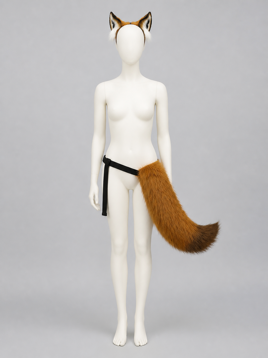 Unisex Fox Costume Set with Ear Headband and Bendable Tail, Orange Brown Costume Headwear detail 3