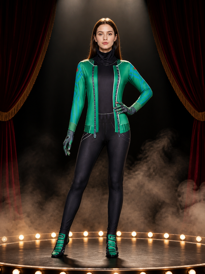 Green Skull Cosplay Bodysuit Costume with Front Zipper Costumes detail 3