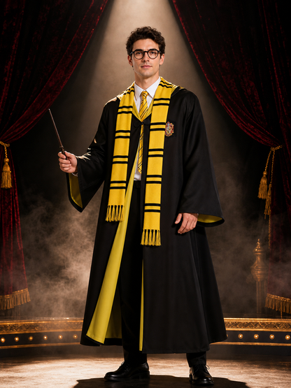 Harry Potter Hufflepuff Robe, 4-Piece Cosplay Set Costumes detail 3