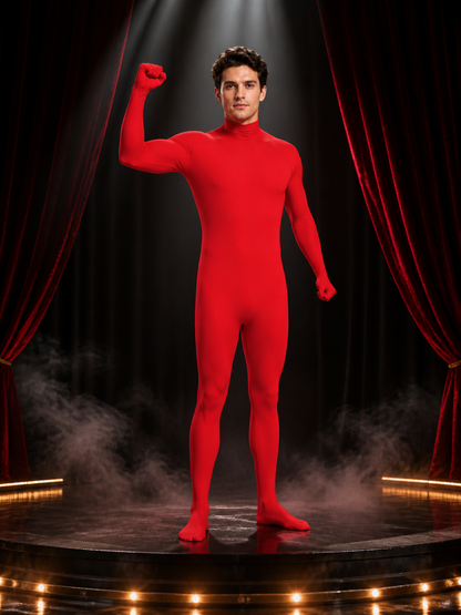 Red Invisible Man Full Body Cosplay Suit, Long Sleeve Jumpsuit with Head Mask Costume Masks detail 3