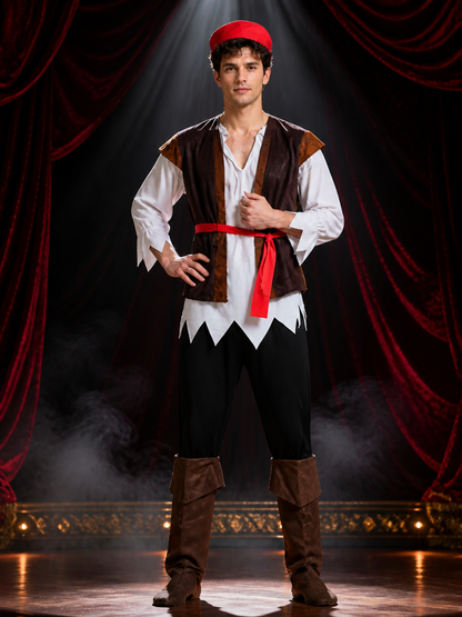 Adult Pirate Costume Set, Halloween Cosplay Outfit with Shirt, Pants, Boots, Hat Costume Headwear detail 3