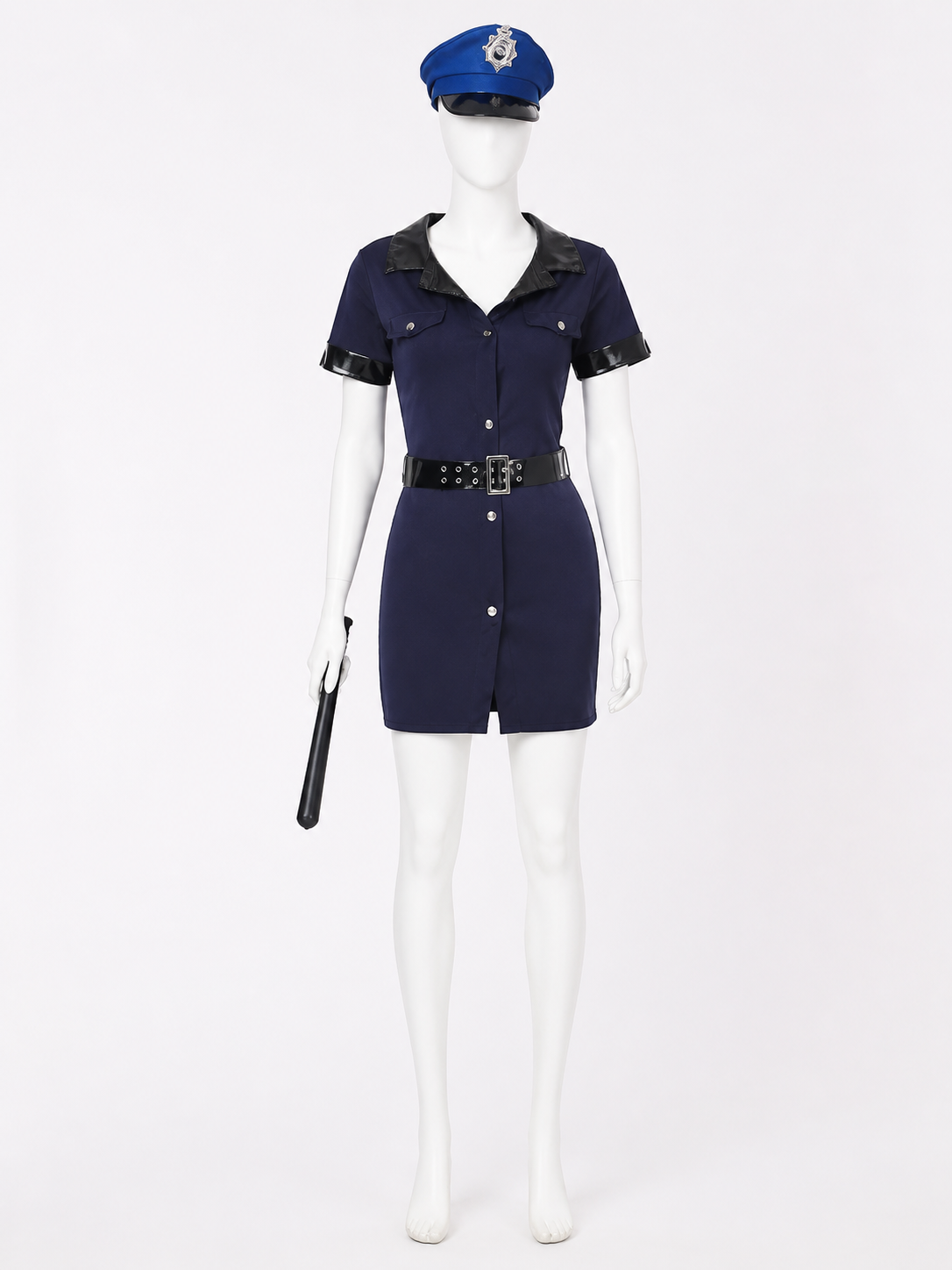 Women's Police Costume Set With Dress, Hat, Baton And Belt, Halloween Cosplay Costume Dresses detail 3