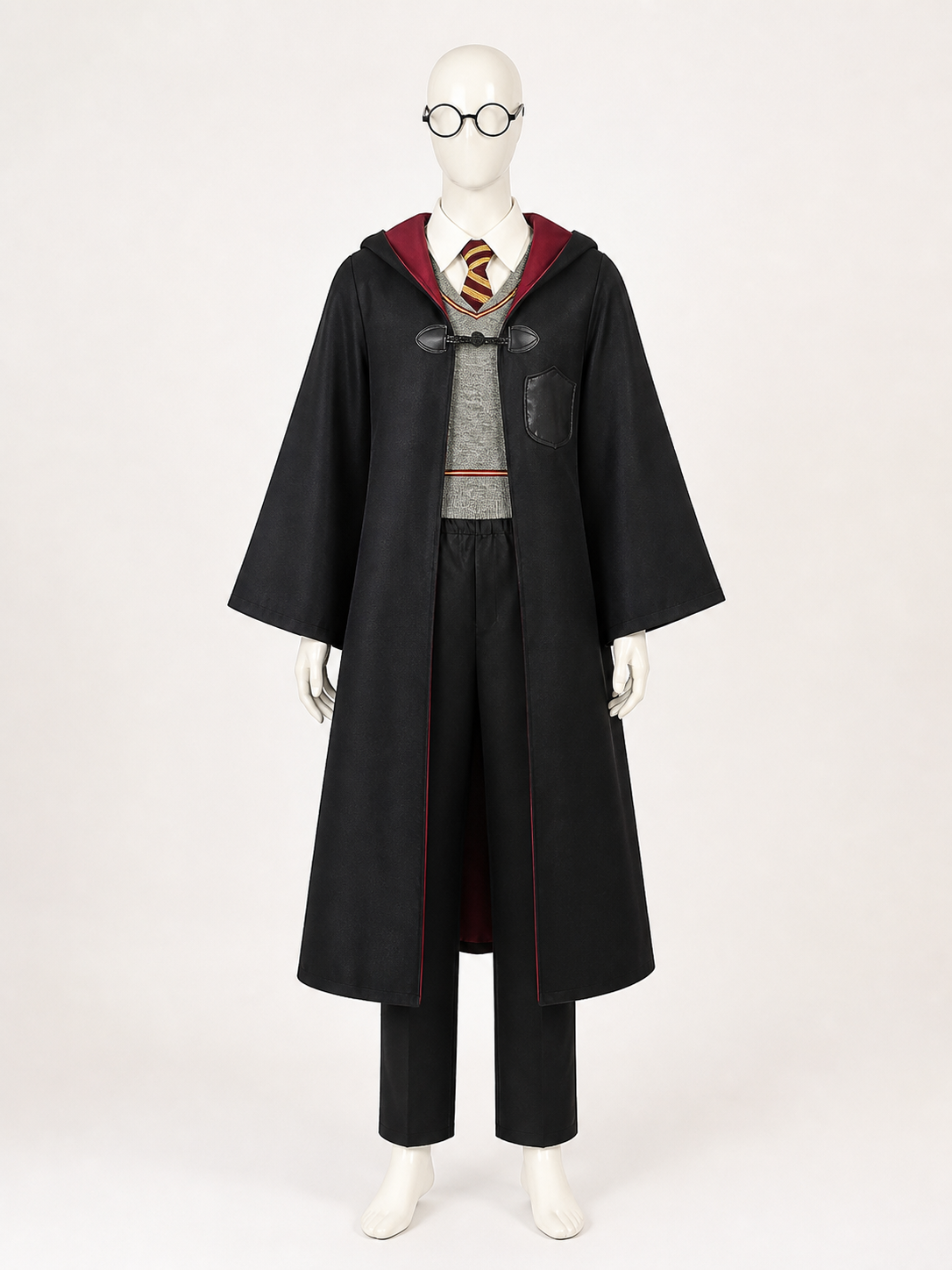 Children's Wizard Costume Set With Hooded Robe, Vest, Pants And Glasses Costumes detail 3