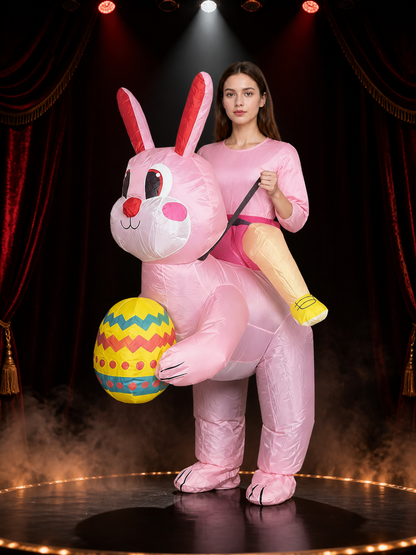 Adult Pink Inflatable Rabbit Costume, Bunny Cosplay Jumpsuit with Long Ears for Costumes detail 3