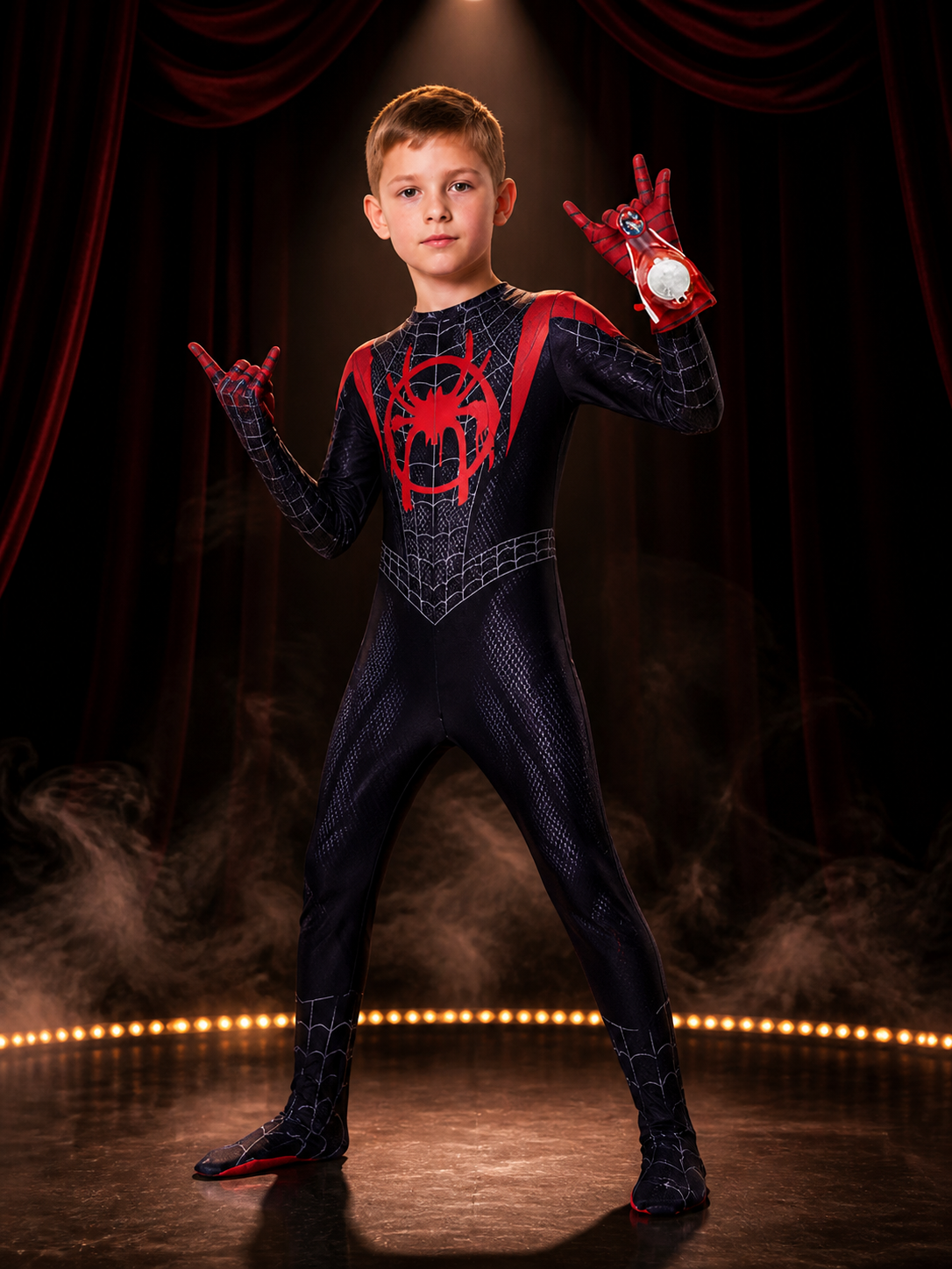 Boys' Miles Spider-Man Bodysuit Costume with Mask and Web Shooter Costume Masks detail 3