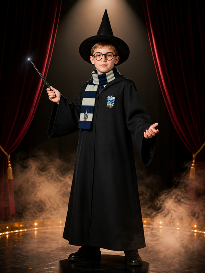 Ravenclaw Wizard Robe with Hood and Scarf for Cosplay Costumes detail 3