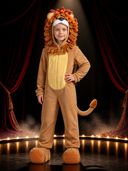 Toddler Animal Jumpsuit Costume With Mane Hood, Tail And Foot Covers Costumes detail 3
