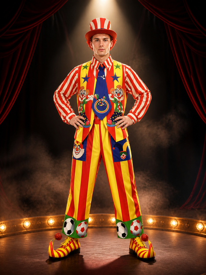 Striped Clown Costume for Masquerades and Performances Costumes detail 3