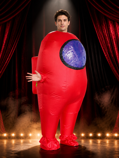 Red Inflatable Alien Costume with Blue Observation Window, Funny Halloween Costumes detail 3