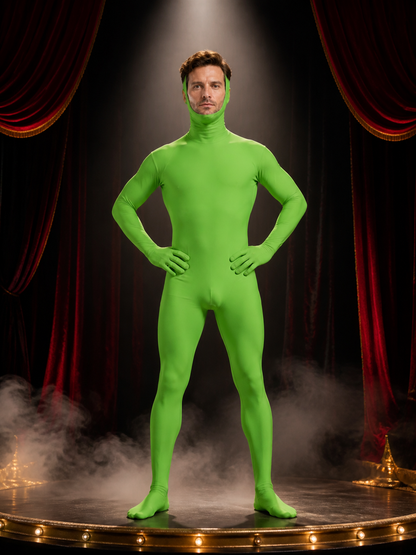 Kids Fluorescent Green Zentai Full-Body Jumpsuit Cosplay Costume, Stretch Costumes detail 3