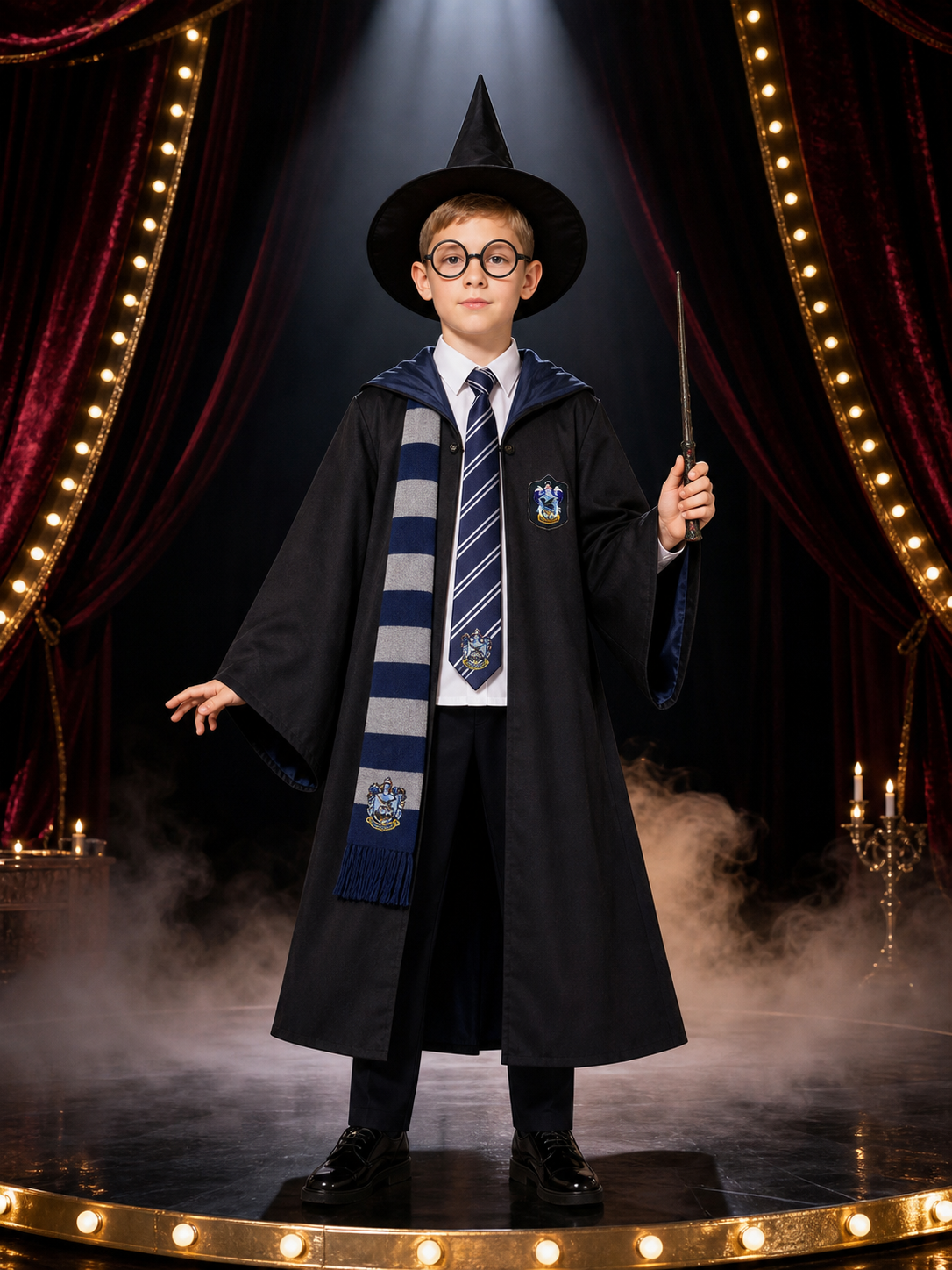 Ravenclaw Wizard Costume, Robe, 7-Piece Cosplay Set Costumes detail 3