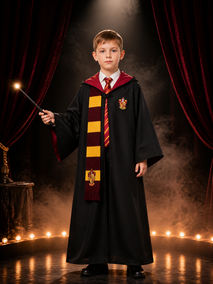Gryffindor Wizard Costume Set, Hooded Robe With Scarf And Tie Costumes detail 3