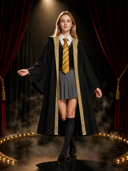 Hufflepuff Hooded Robe for Role-Playing Games and Halloween Costumes detail 3