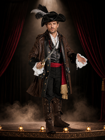 Captain Jack-Style Pirate Costume for Halloween Cosplay Costumes detail 3