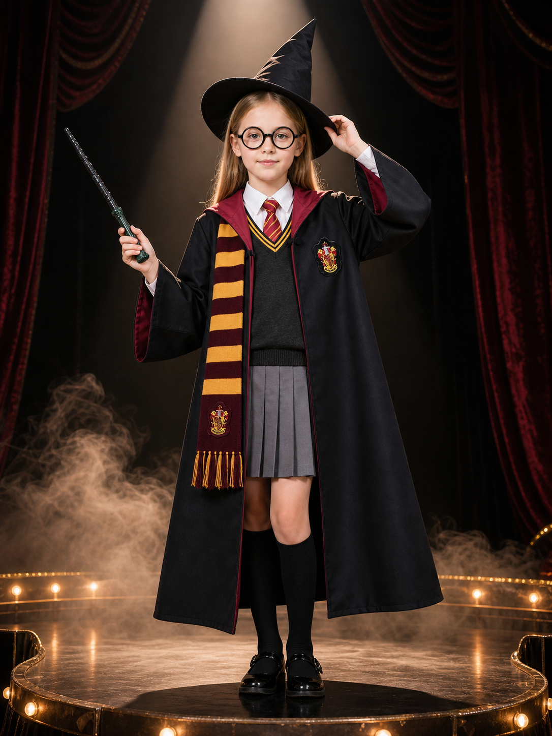 Wizard Robe for Cosplay with Hood and Hat Costume Headwear detail 3