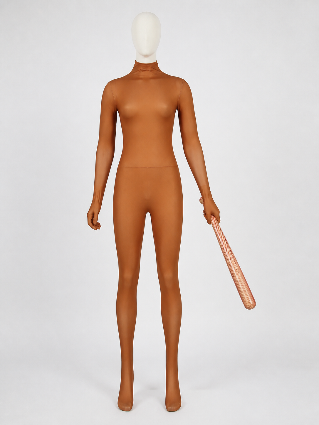 Brown Cartoon Character Full Body Costume Jumpsuit With Mask And Stick For Costume Masks detail 3