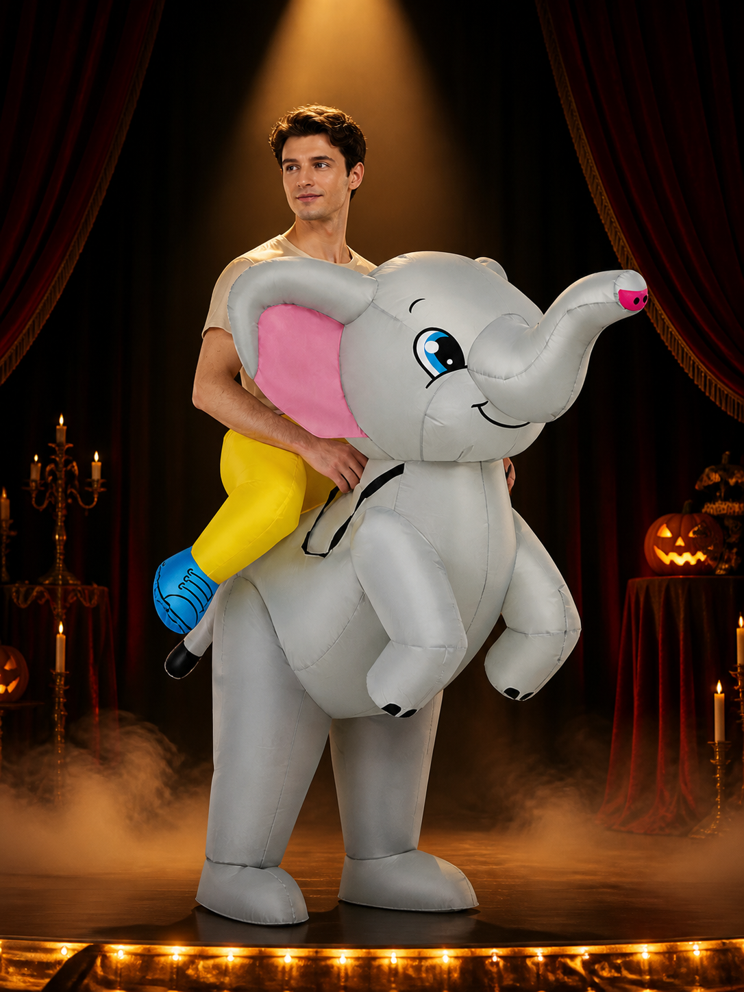 Cartoon Elephant Inflatable Ride-On Costume, Halloween Funny Party Suit for Kids Costumes detail 3