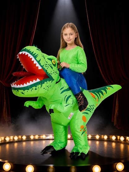 Green Inflatable Dinosaur Jumpsuit Costume with Open Mouth and Long Tail for Costumes detail 3