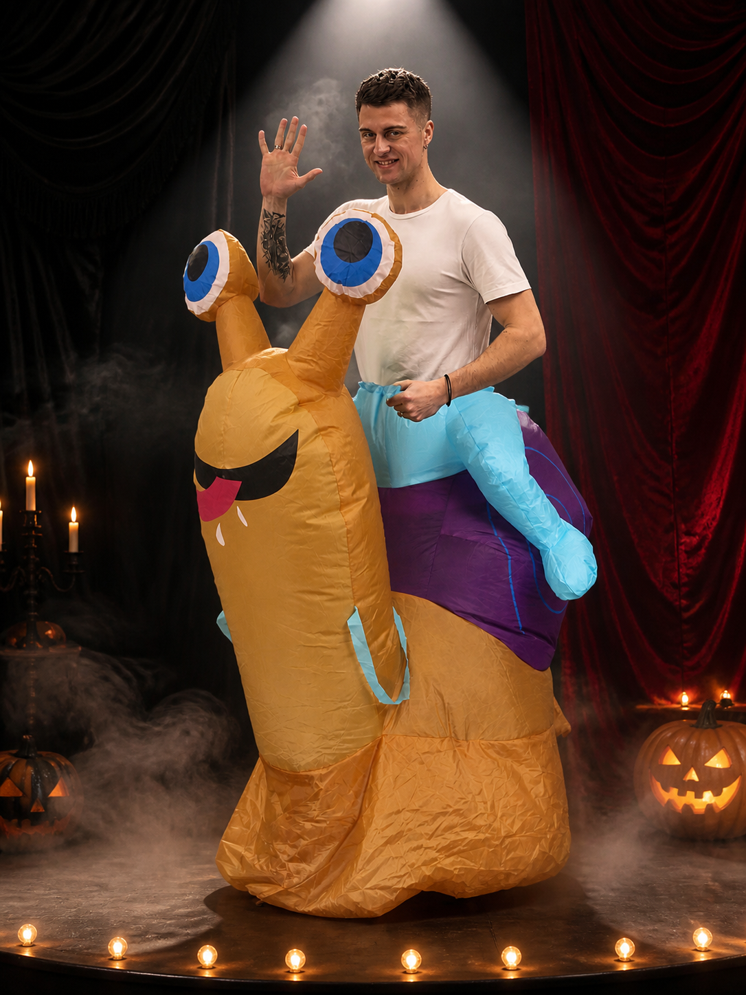 Cartoon Snail Inflatable Costume with Purple Shell, Funny Halloween Outfit Costumes detail 3
