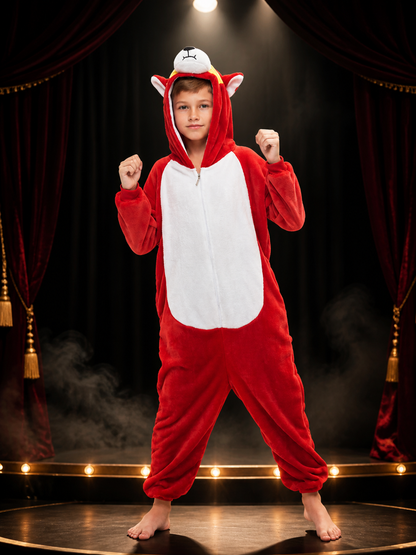 Red and White Hooded Animal Character Jumpsuit Costume Costumes detail 3