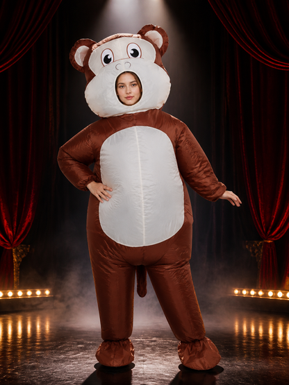 Customizable Inflatable Monkey Animal Onesie, Brown White Halloween Party Costumes detail 3