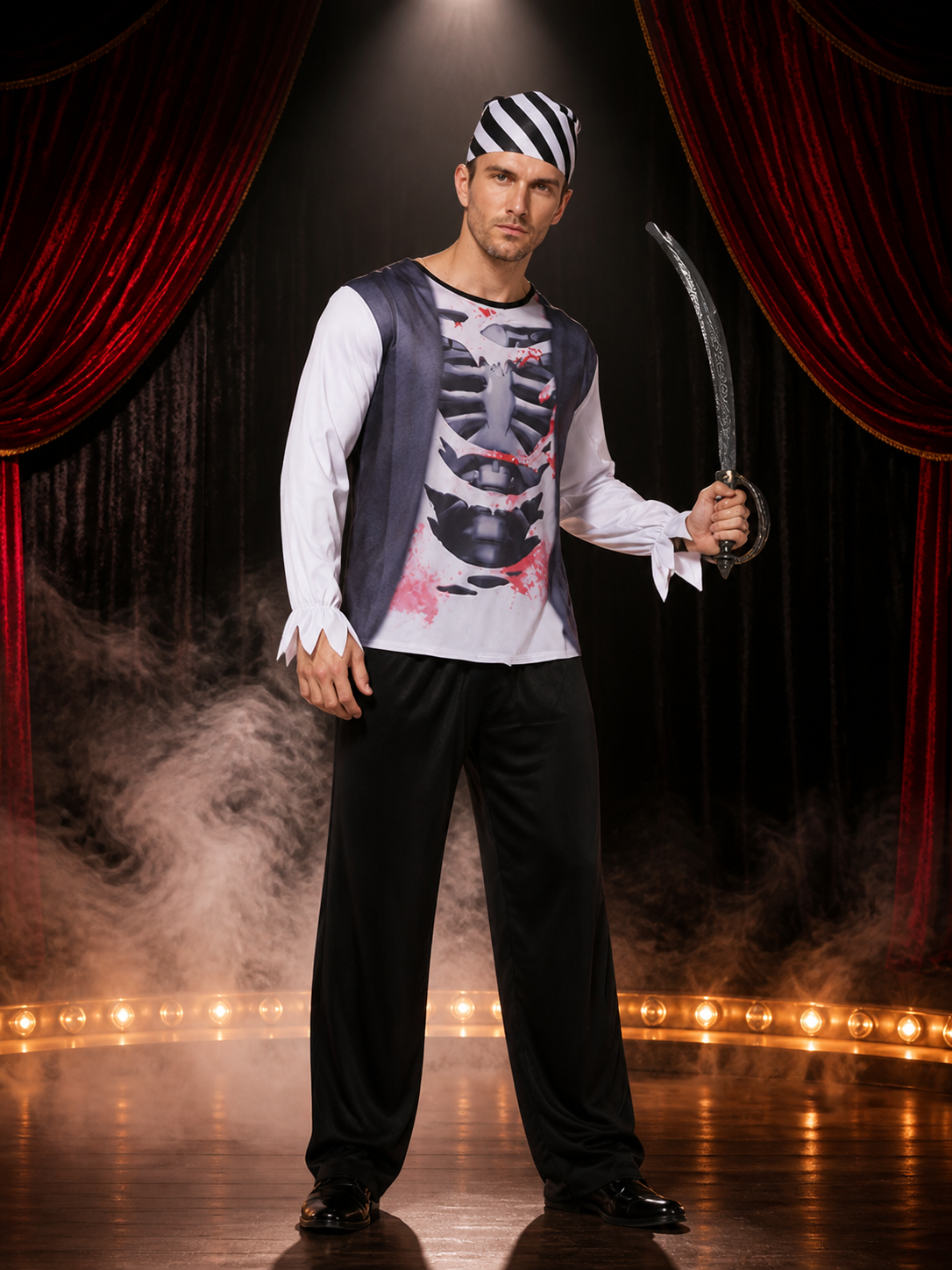3D Skeleton Pirate Costume for Halloween Costumes detail 3