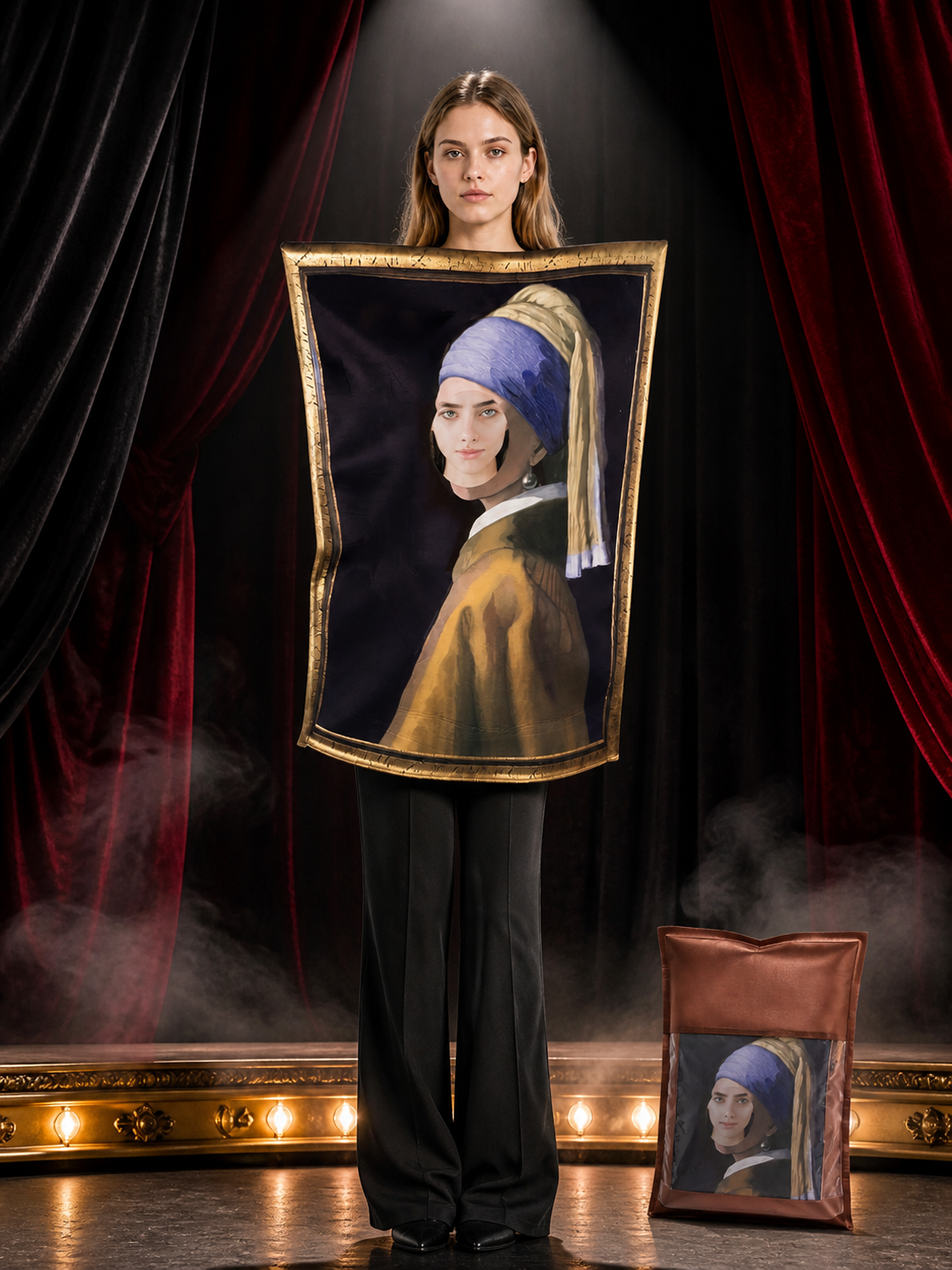 Mona Lisa Costume Jumpsuit, Vintage Renaissance Halloween Outfit Costumes detail 3
