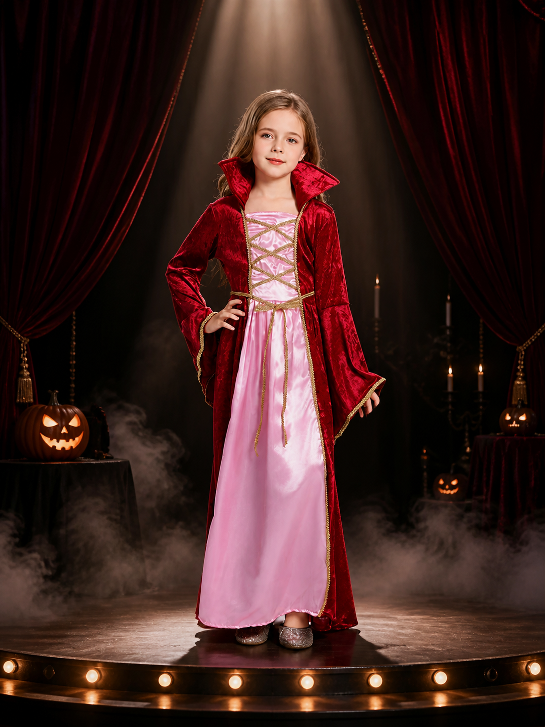 Vintage Royal Court Dress and Cape Set, Gold Trimmed Princess Halloween Costume Costume Dresses detail 3